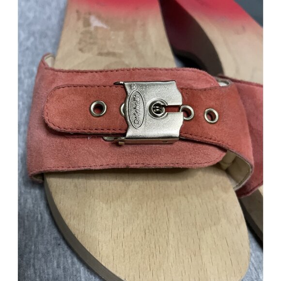 Dr Scholls Classic Original Collection Size 9 Wooden Sandals Red Ombré Leather - Picture 4 of 16